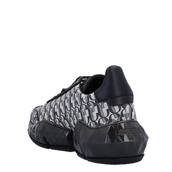 Jimmy Choo Women's Leather 'Diamond' Monogram Sneakers Silver Black - Picture 3 of 16